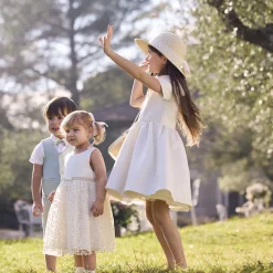Robe de cérémonie bi-matière à dos ajouré cœur pour bébé fille