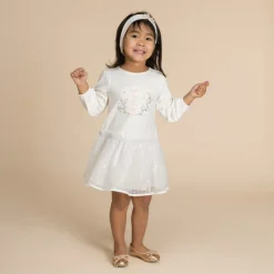Robe de cérémonie bi-matière effet 2 en 1 pour bébé fille