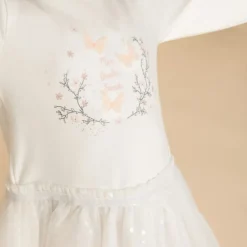 Robe de cérémonie bi-matière effet 2 en 1 pour bébé fille