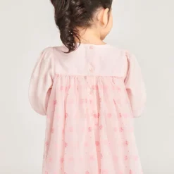 Robe de cérémonie bi-matière imprimé fleurs pour bébé fille