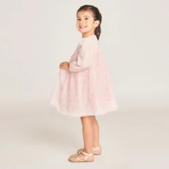 Robe de cérémonie bi-matière imprimé fleurs pour bébé fille