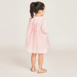 Robe de cérémonie bi-matière imprimé fleurs pour bébé fille