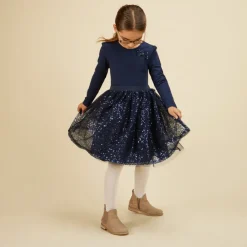 Robe de cérémonie effet 2 en 1 avec sequins pour fille