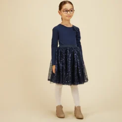 Robe de cérémonie effet 2 en 1 avec sequins pour fille
