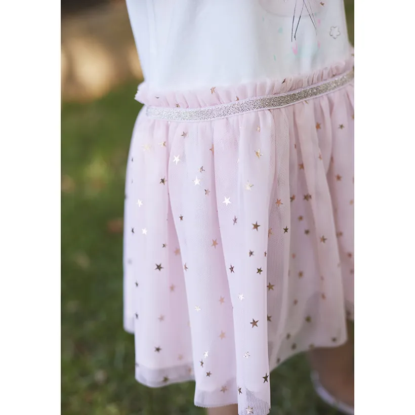 Robe de cérémonie effet 2 en 1 avec tulle imprimé pour bébé fille