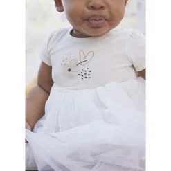 Robe de cérémonie effet 2 en 1 bi-matière pour bébé fille