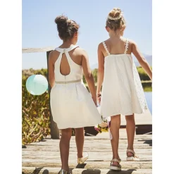 Robe de cérémonie en broderie anglaise pour fille