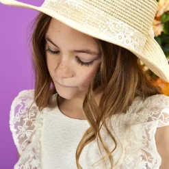Robe de cérémonie en jacquard avec manches brodées pour fille