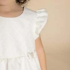 Robe de cérémonie en jacquard fleuri + bandeau pour bébé fille