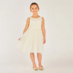 Robe de cérémonie en satin et tulle fleuri pour fille