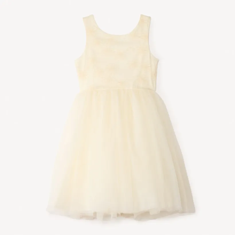Robe de cérémonie en satin et tulle fleuri pour fille