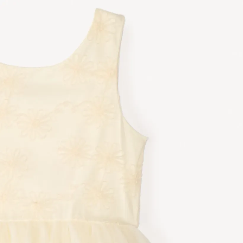 Robe de cérémonie en satin et tulle fleuri pour fille