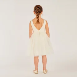 Robe de cérémonie en satin et tulle fleuri pour fille