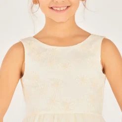 Robe de cérémonie en satin et tulle fleuri pour fille