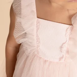 Robe de cérémonie volantée en tulle à croisillons pour bébé fille