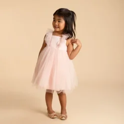 Robe de cérémonie volantée en tulle à croisillons pour bébé fille