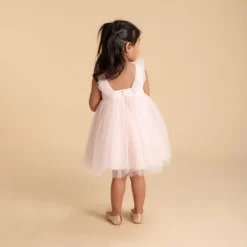 Robe de cérémonie volantée en tulle à croisillons pour bébé fille