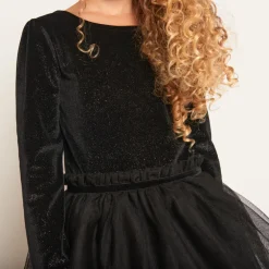 Robe de fête bi-matière effet 2 en 1 fantaisie pour fille