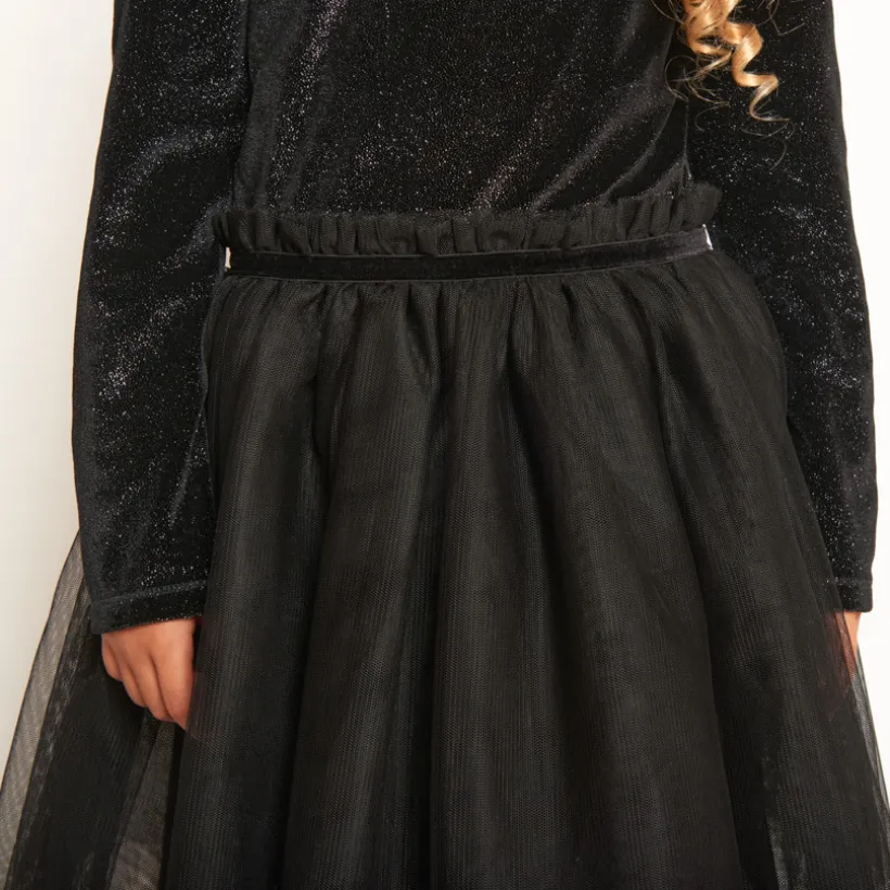 Robe de fête bi-matière effet 2 en 1 fantaisie pour fille
