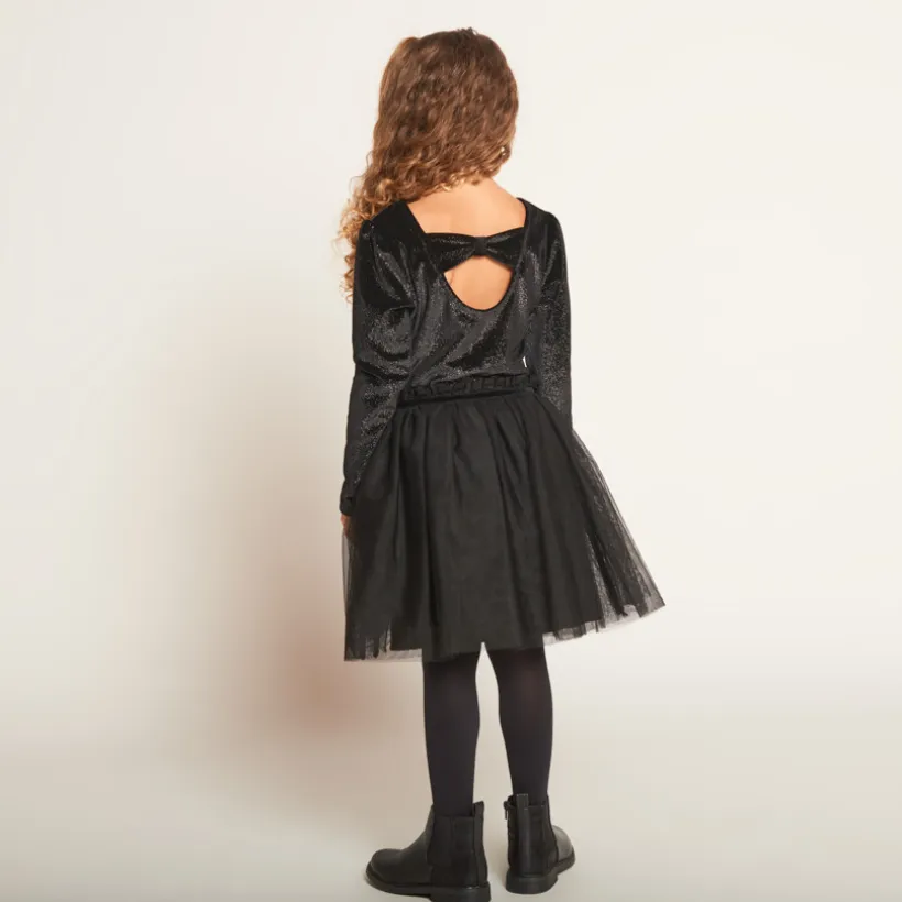 Robe de fête bi-matière effet 2 en 1 fantaisie pour fille
