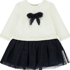 Robe de fête effet 2 en 1 bi-matière pour bébé fille