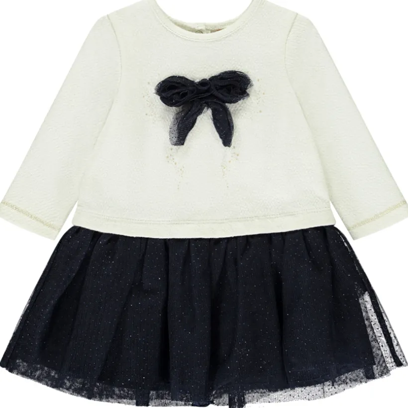 Robe de fête effet 2 en 1 bi-matière pour bébé fille