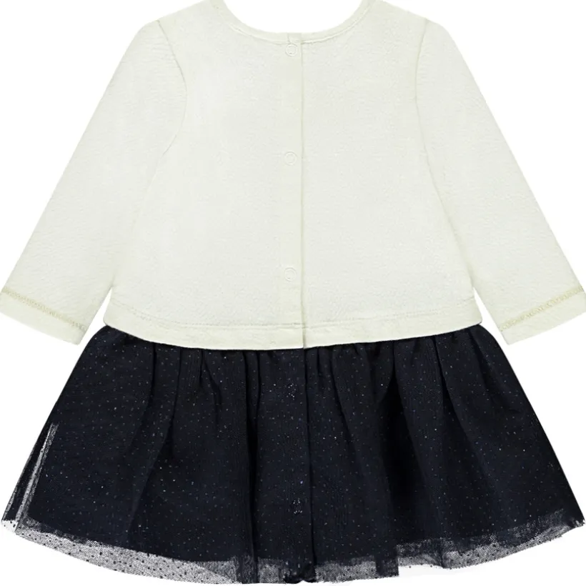 Robe de fête effet 2 en 1 bi-matière pour bébé fille