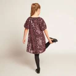 Robe de fête en sequins rose pour fille