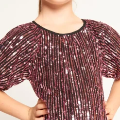 Robe de fête en sequins rose pour fille