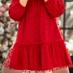 Robe de fête en tulle floqué cœurs pour bébé fille