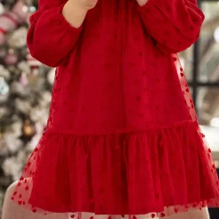Robe de fête en tulle floqué cœurs pour bébé fille