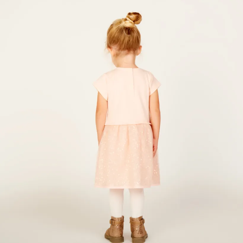Robe de fête manches courtes effet 2 en 1 pour bébé fille