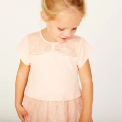 Robe de fête manches courtes effet 2 en 1 pour bébé fille