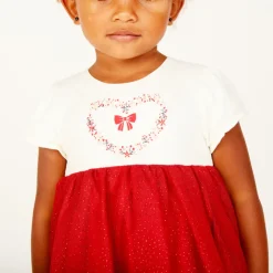 Robe de fête manches courtes effet 2 en 1 pour bébé fille