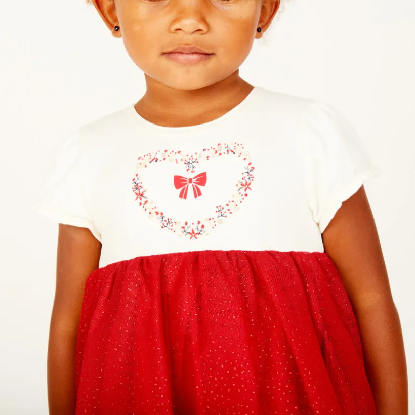 Robe de fête manches courtes effet 2 en 1 pour bébé fille