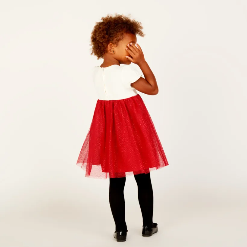 Robe de fête manches courtes effet 2 en 1 pour bébé fille