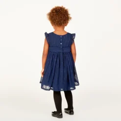 Robe de fête manches courtes en crêpe pailletée pour bébé fille