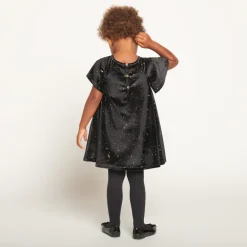 Robe de fête manches courtes en velours pailleté pour bébé fille