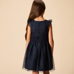 Robe de fête manches courtes en tulle pailleté pour fille