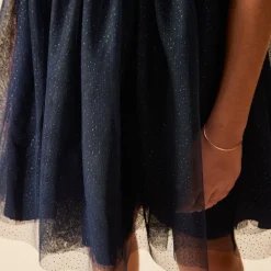 Robe de fête manches courtes en tulle pailleté pour fille