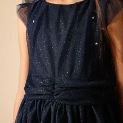 Robe de fête manches courtes en tulle pailleté pour fille
