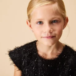 Robe de fête manches courtes à franges pour fille