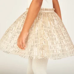 Robe de fête manches courtes scintillante effet 2 en 1 pour fille