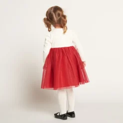 Robe de fête manches longues effet 2 en 1 pour bébé fille