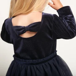 Robe de fête manches longues effet 2 en 1+ bandeau pour bébé fille