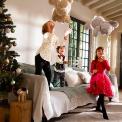 Robe de fête manches longues effet 2 en 1 à sequins pour fille
