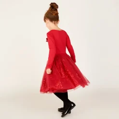 Robe de fête manches longues effet 2 en 1 à sequins pour fille