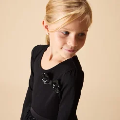 Robe de fête manches longues effet 2 en 1 à sequins pour fille