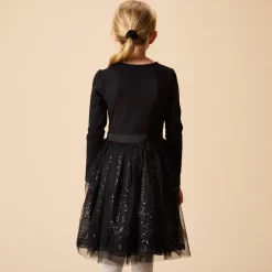 Robe de fête manches longues effet 2 en 1 à sequins pour fille
