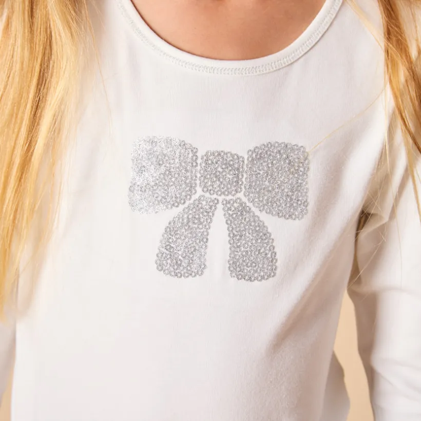 Robe de fête manches longues effet 2 en 1 bi-matière pour fille
